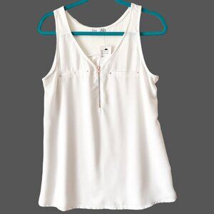 Dex Clothing NWT Women's White Zip Front Sleeveless Blouse Size Large